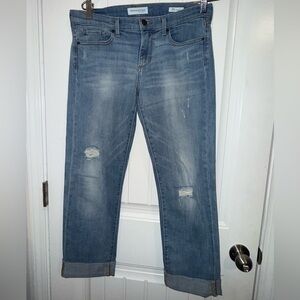 Banana republic Premium denim light blue Distressed straight jeans Size 29